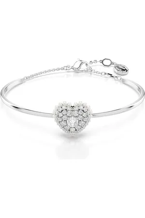 Swarovski Hyperbola bangle, Heart, , Rhodium plated
