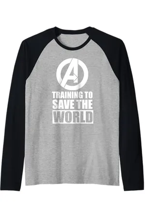 Marvel Avengers Training to Save World Raglan Baseball Tee