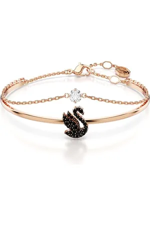 Swarovski Swan bangle, Swan, , Rose gold-tone plated