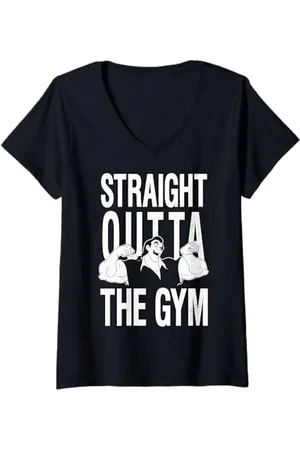 Disney Womens Beauty and the Beast Gaston Straight Outta The Gym V-Neck T-Shirt