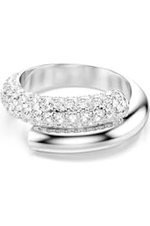 Swarovski Dextera Ring, Clear Pavé Crystals in a Rhodium-Finished Setting, Size N, Part of the Dextera Collection