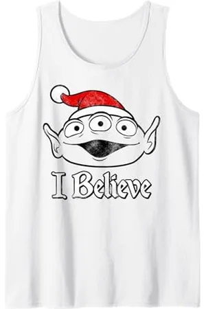 Disney Pixar Toy Story Green Alien Santa Hat Head Shot Tank Top