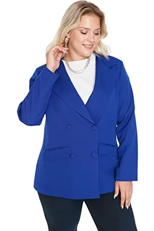 Trendyol FeMan Plus Size Regular fit Basic Lapel Collar Woven Plus Size Jacket