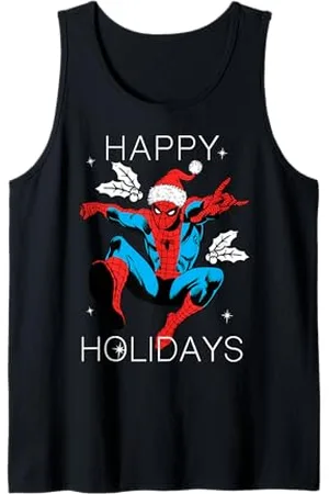 Marvel Spider-Man Happy Holidays Santa Hat Vintage Tank Top