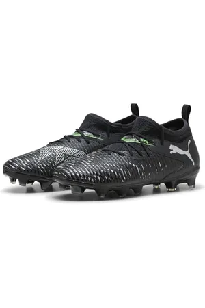 PUMA Future 8 Match FG/AG JR Soccer Shoe, Black Silver-Fluo Green, 3 UK
