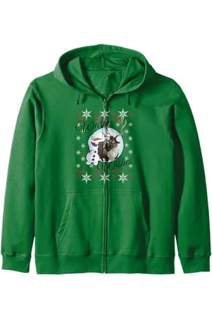 Disney Frozen Olaf Sven Warm Wishes Ugly Sweater Zip Hoodie