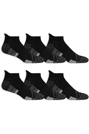 Fruit Of The Loom Mens Breathable Performance Cushion Low Cut Tab Socks 6 Pair, Black, Men