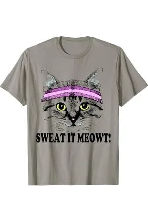 Trendy Apparel Sweat It Meowt Cat Head Sweat Band Gym Pun T-Shirt