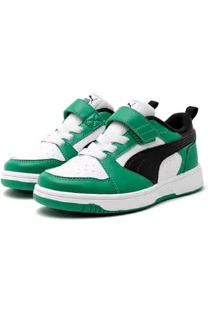 PUMA Rebound V6 LO AC+ PS Sneaker, White Black-Archive Green, 13.5 UK