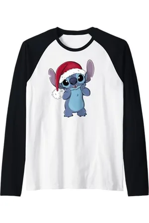 Disney Lilo & Stitch Christmas Santa Hat Stitch Raglan Baseball Tee