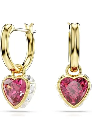 Swarovski Chroma drop earrings, Heart, , Gold-tone plated