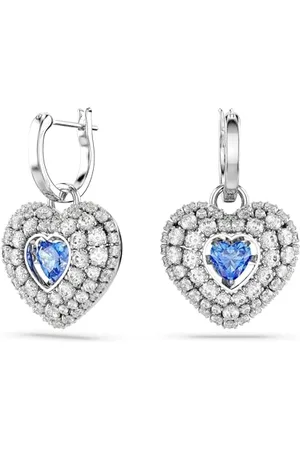 Swarovski Hyperbola drop earrings, Heart, , Rhodium plated