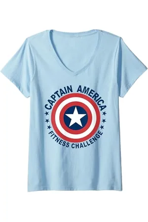 Marvel Womens Captain America Fitness Challenge Roundabout V-Neck T-Shirt