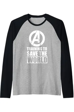Marvel Avengers Training to Save World Raglan Baseball Tee