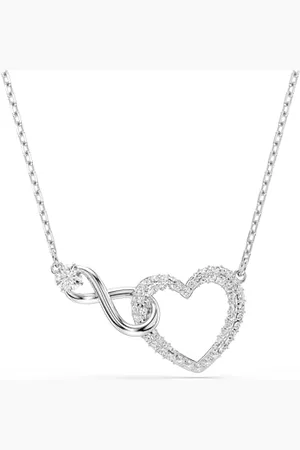 Swarovski Hyperbola Pendant Necklace, Heart and Infinity Motif with Clear Pavé Crystals in a Rhodium-Finished Setting, Part of the Hyperbola Collection