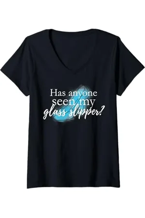 Disney Womens Cinderella Anyone Seen Glass Slipper V-Neck T-Shirt