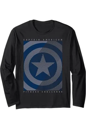 Marvel Captain America Fitness Challenge Line Art Long Sleeve T-Shirt