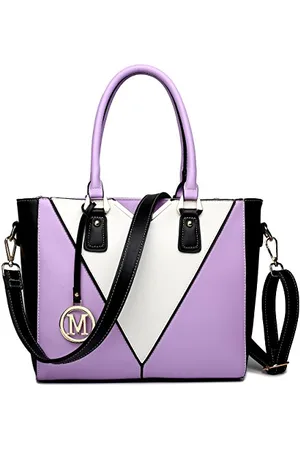 MISS LULÙ Ladies’ Chic Top-handle Bag - Luxury Tote Minimalist Design - Fashion Crossbody Bag with Colour Blocking - Versatile for Business and Casual Use