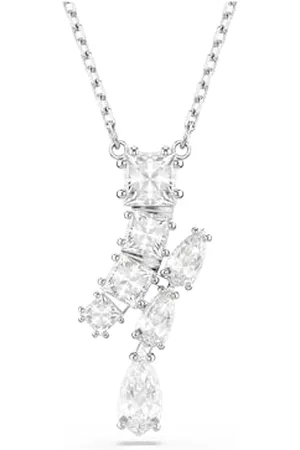 Swarovski Matrix Pendant Necklace, Clear Mixed-Cut Crystals in a Rhodium-Finished Setting, Part of the Matrix Collection