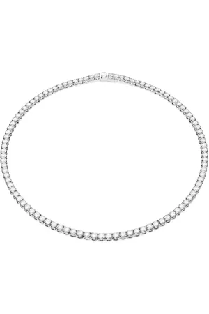 Swarovski Matrix Tennis necklace, Round cut, White, Rhodium plated