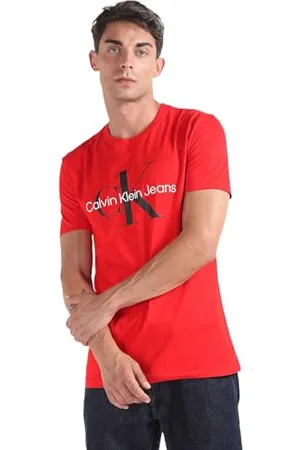 Calvin Klein Men Short-Sleeve T-Shirt Crew Neck, Red , XXL