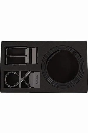 Calvin Klein Men Gift Set Belt with two Buckles, Brown (Black/Brown), 90