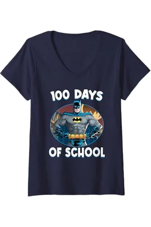 Batman Womens 100 Days of School V-Neck T-Shirt
