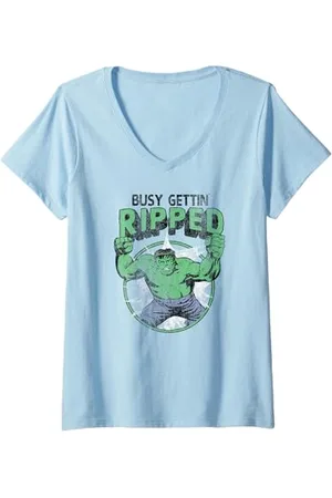 Marvel Womens Hulk Busy Gettin Ripped Workout V-Neck T-Shirt