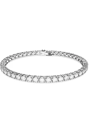 Swarovski Matrix Tennis bracelet, Round cut, White, Rhodium plated, M