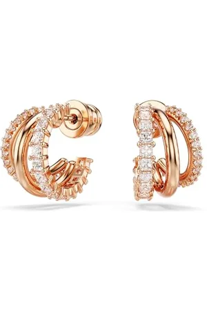 Swarovski Hyperbola hoop earrings, Mixed cuts, Mini, White