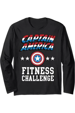 Marvel Captain America Fitness Challenge Weight Lift Long Sleeve T-Shirt