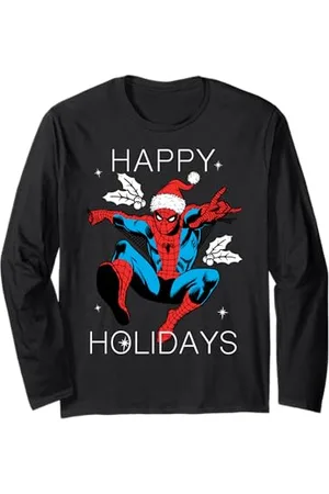 Marvel Spider-Man Happy Holidays Santa Hat Vintage Long Sleeve T-Shirt