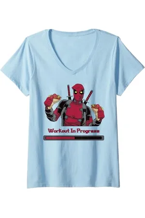 Marvel Womens Deadpool Workout In Progress Tacos V-Neck T-Shirt