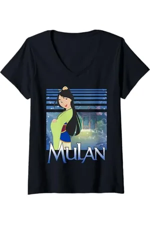 Disney Womens Mulan Green Dress Sparkles V-Neck T-Shirt