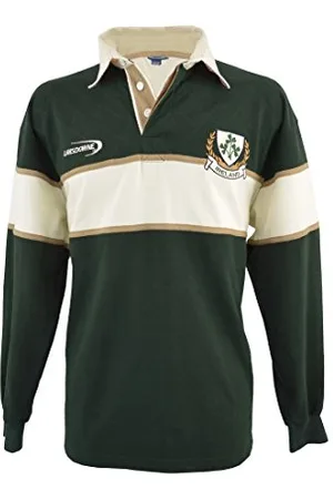 Carrolls Irish Gifts Mens Shamrock Long Sleeve Rugby Shirt, /White, XXL