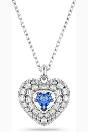 Swarovski Hyperbola pendant, Heart, Blue, Rhodium plated