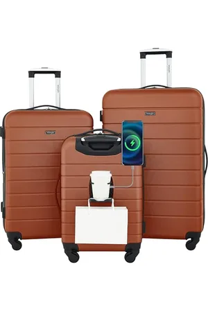 Wrangler Smart Luggage Set with Cup Holder and USB Port, , 3 Piece Set, Smart Luggage Set with Cup Holder and USB Port