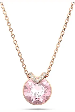 Swarovski Bella V pendant, Round cut, Pink, Rose gold-tone plated