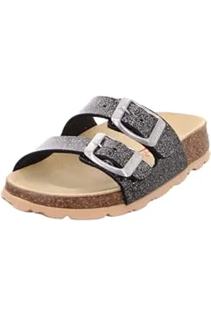 Superfit Footbed Mule Slippers, Schwarz/Silber 0100, 7.5 UK Child