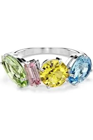 Swarovski Gema cocktail ring, Mixed cuts, Multicoloured, Rhodium plated