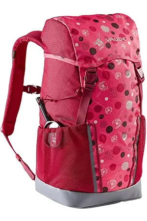 Vaude Puck kids backpack for Boys & Girls in pink, Comfortable Kids Hiking Backpack 14L, Backpack for School with Rain Cover & Magnifying Glass, Ample Storage Space