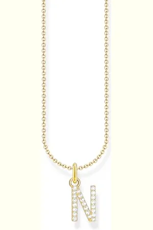 Thomas Sabo Letter N Necklace 925 Sterling Silver with Zirconia KE2253-051-14