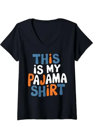 Graphic 365 Womens Pajama This My Pajama Outfit Cozy PJs Nightwear V-Neck T-Shirt