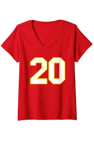 Sports Legendz Womens Number #20 Sports Jersey Lucky Favorite Number V-Neck T-Shirt