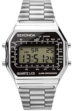 Sekonda Classic Mens 34mm Quartz Watch in Black with Digital Day/Date Display, and Stainless Steel Strap 1816