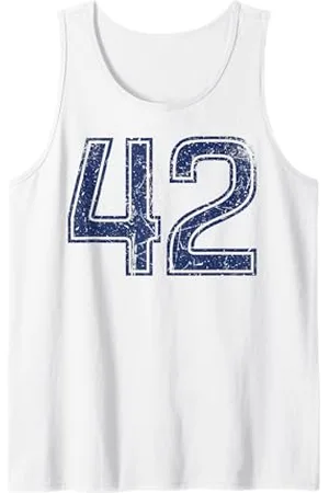 Sports Legendz Vintage Number #42 Sport Blue Varsity Number Tank Top
