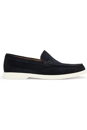 HUGO BOSS Mens Sienne Loaf Suede Loafers with Contrast Outsole Size 12