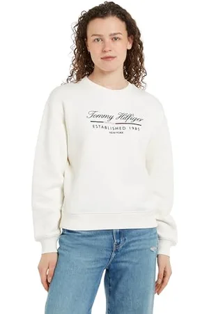 Tommy Hilfiger Women’s Round Neck Sweatshirt, Beige (Ancient White), L