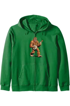 Sasquatch Garage GrassSquatch Funny Bluegrass Banjo Bigfoot Zip Hoodie