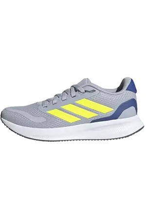 adidas Unisex Kids RUNFALCON 5 Shoes Junior, Halo Silver/Lucid Lemon/Team Royal Blue, 3 UK